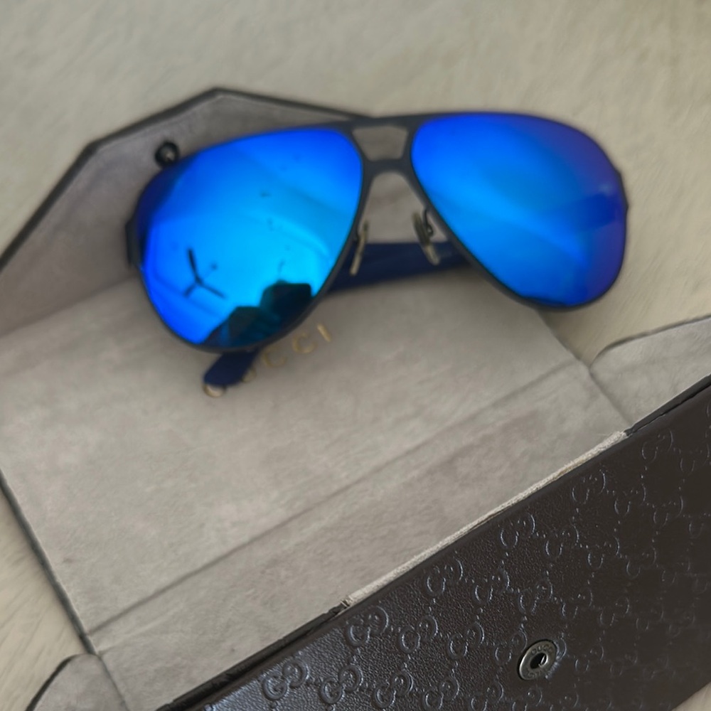 Gucci Men's Blue Aviator Sunglasses